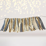 Black and White Buffalo Plaid Party Banner With Lace and Burlap, Fireplace Christmas Decoration, High Chair Banner