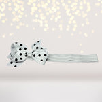 Black and White Polka Dot Bow Headband, Soft Elastic Baby Headband