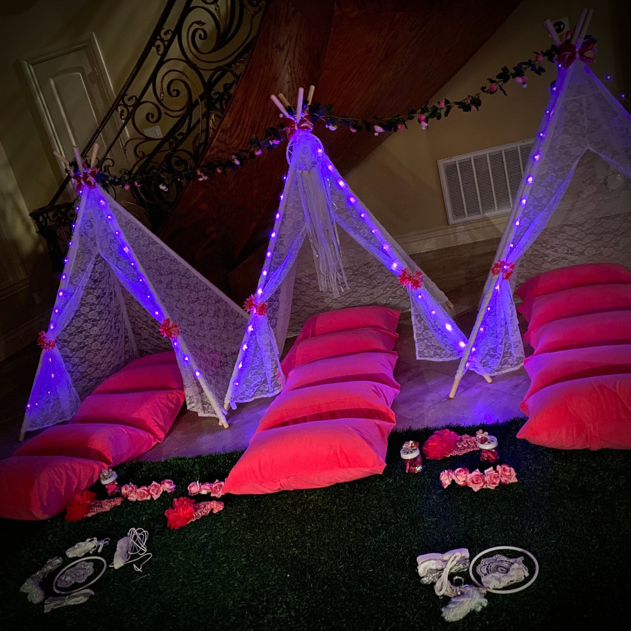 tent party ideas Boho Teepee Sleepover Party kit, Bohemian Sleepover Parties Purple