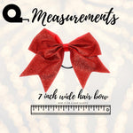 Girls 7 inch Stiff Glitter Cheer Hair Bow Ponytail Holder