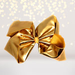 Girls 8 inch Metallic Grosgrain Boutique Hair Bow on Alligator Clip