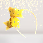 Girls Gold Polka dot bow Holiday headband