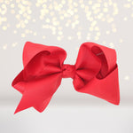 Girls Medium Basic Hair Bow, Solid Ribbon Hair Bow