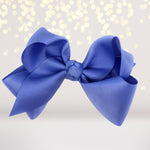 Girls Medium Basic Hair Bow, Solid Ribbon Hair Bow