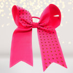 Girls Rhinestone Cheer Bow Ponytail, Bling Cheerleader Hair Elastic