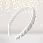 Girls White Braided Add a Bow or Flower Headband