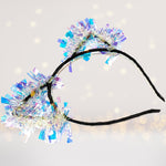 Holographic Birthday party Pom Pom headband