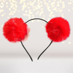 Headband - Large Fuzzy Furry Pom Pom Ears Headband
