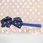 Headband - Polka Dot Chunky Bow Soft Elastic Headband, Polka Dot Bow Baby Headband