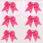 Hair Bow - Sequin Cheer Bow Bundle, Girls Sequin Cheerleader Bow Pony Bundle 6 Pack