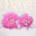 Hair Flower - Sweet And Sassy Marabou Flower Hair Clips