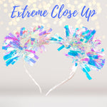 Headband - White Holographic Birthday Party Pom Pom Headband