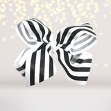 bow white and black stripe- white and black stripe hair barrette- striped bow for hair- hair accessories
