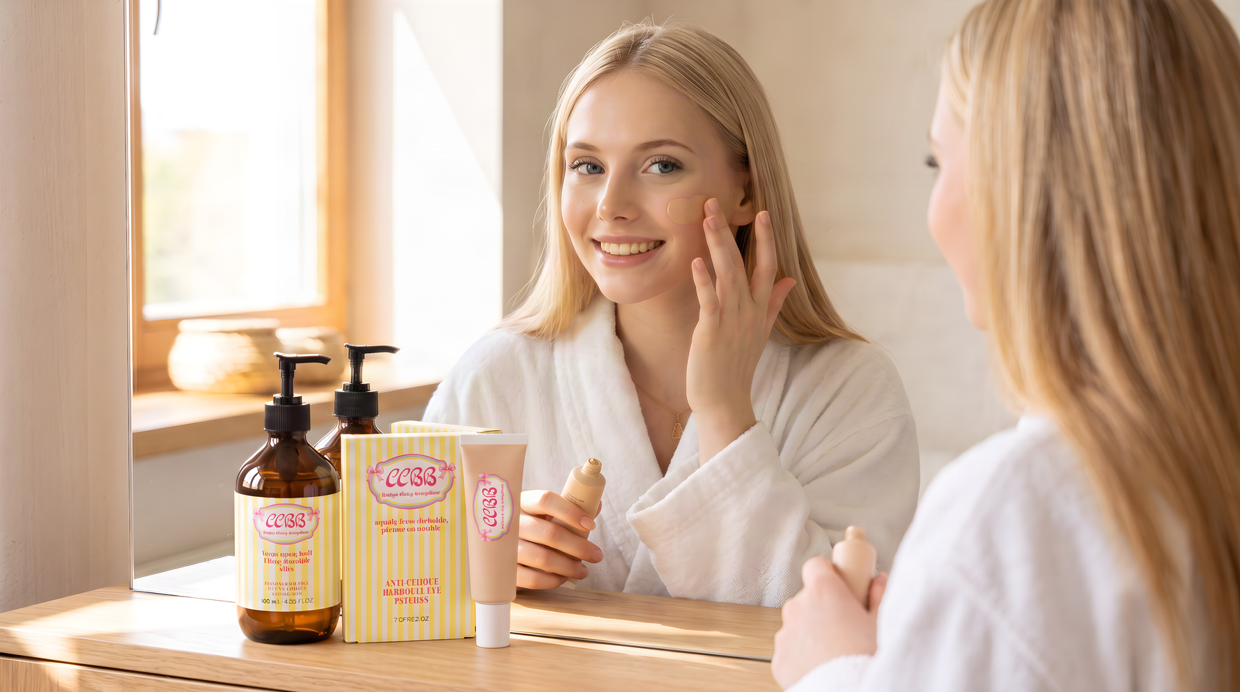 Magical skincare, makeup, and hair care products arranged for teens and moms