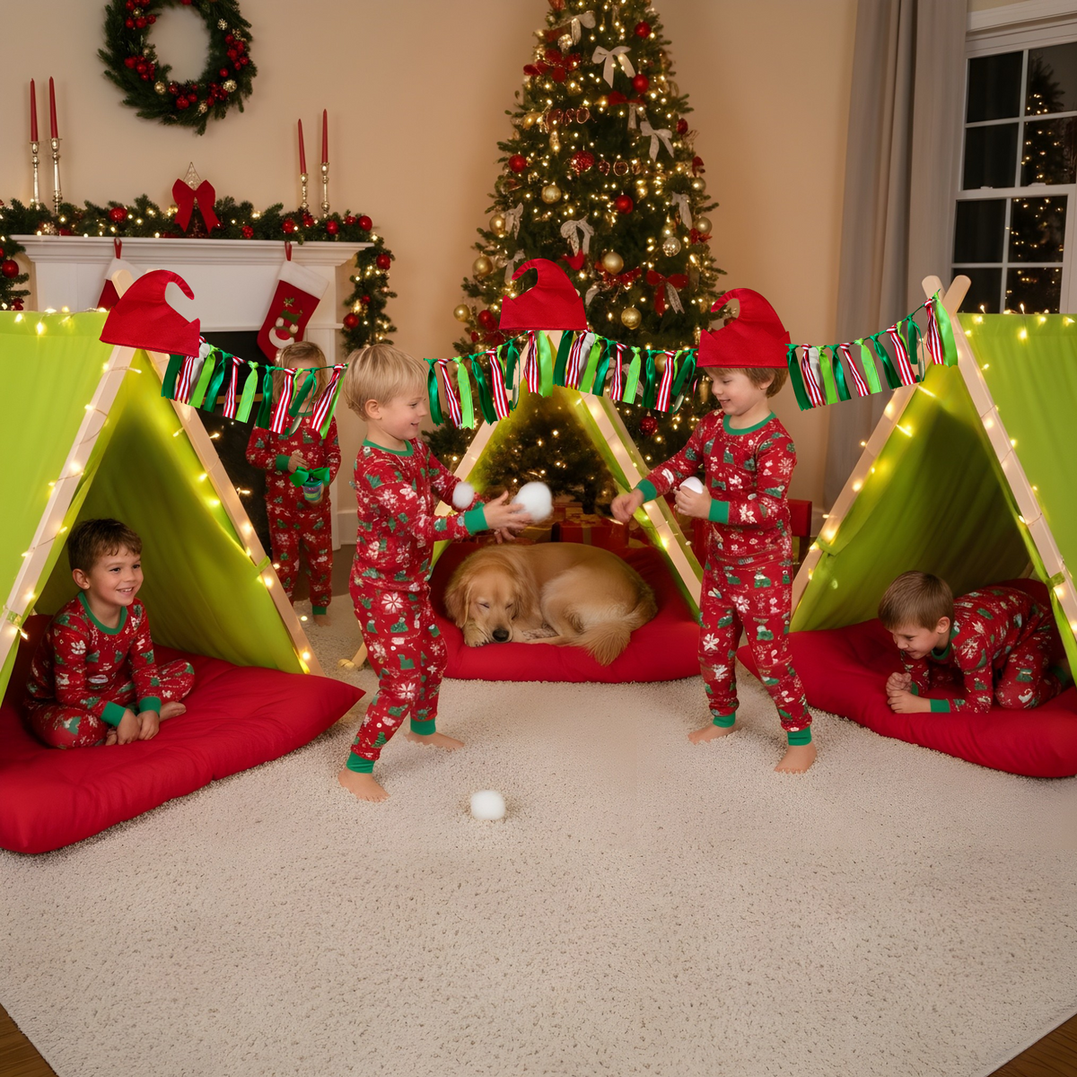 Little Elf Tent Christmas Sleepover party in a box