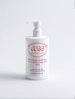 A white pump bottle of Chucky Chicky Body Butter with a pastel blue and pink striped label, set against a plain white background.