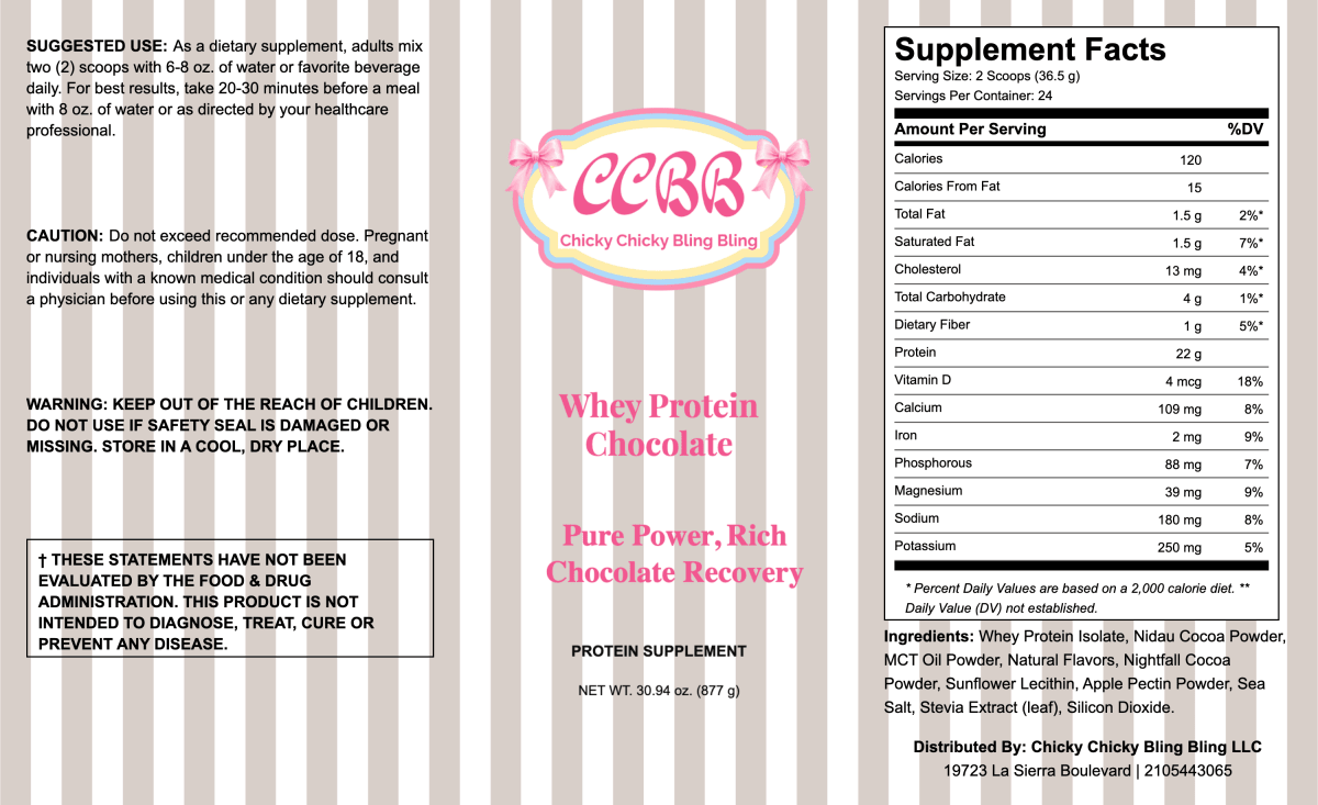 Advanced Chocolate Whey Protein Powder Supplement label