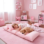 Baby Pink Pillow Bed, Kids Floor Lounger, Glamping Party Bed