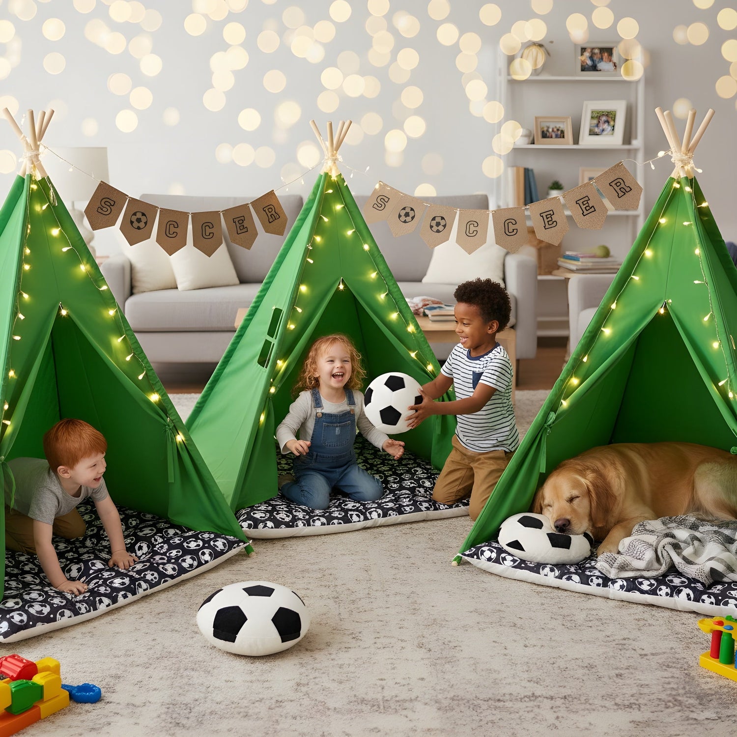 Soccer Sleepover Party Set, Tee Pee Soccer Birthday Party Box