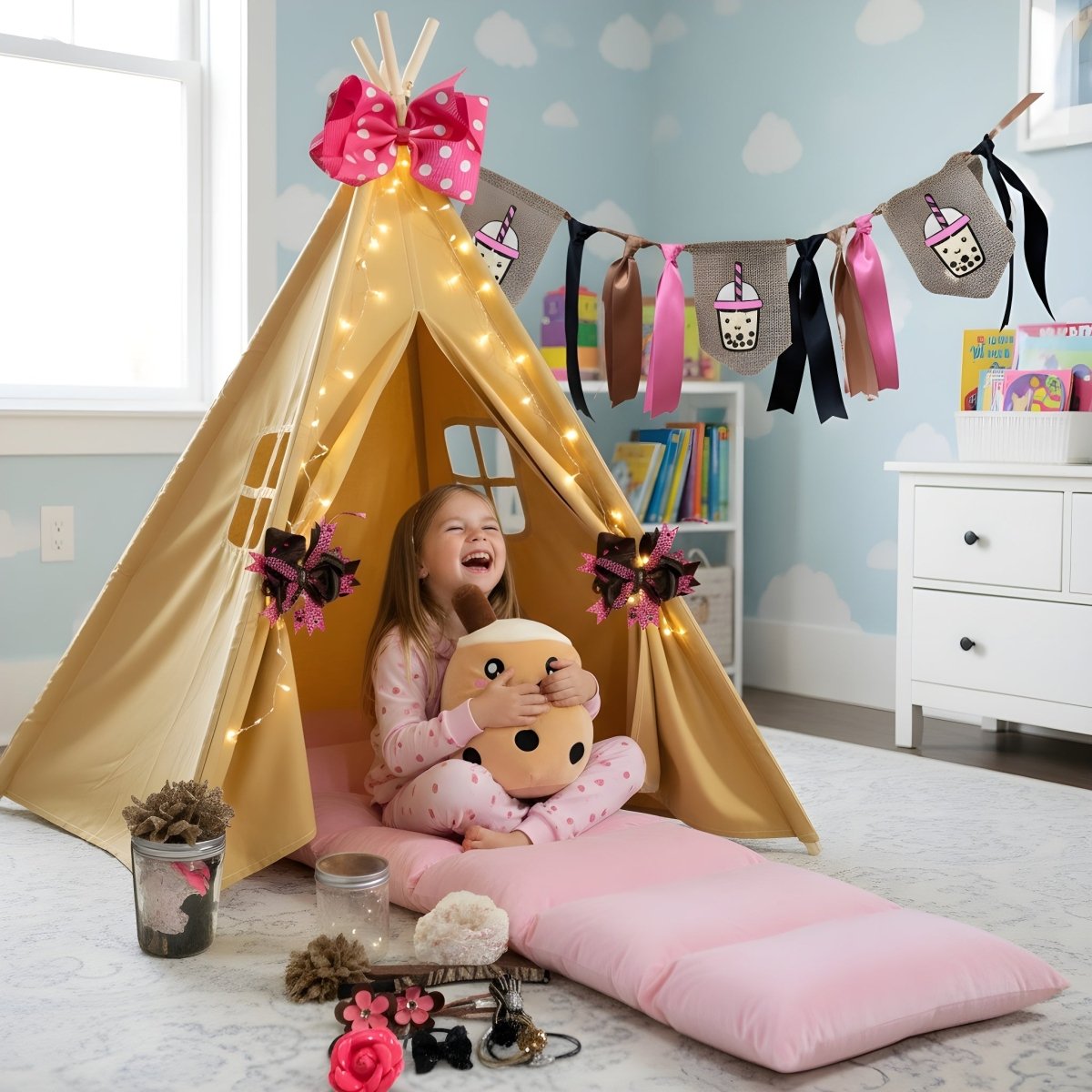 Boba Tea Children's Teepee Tent Gift Set