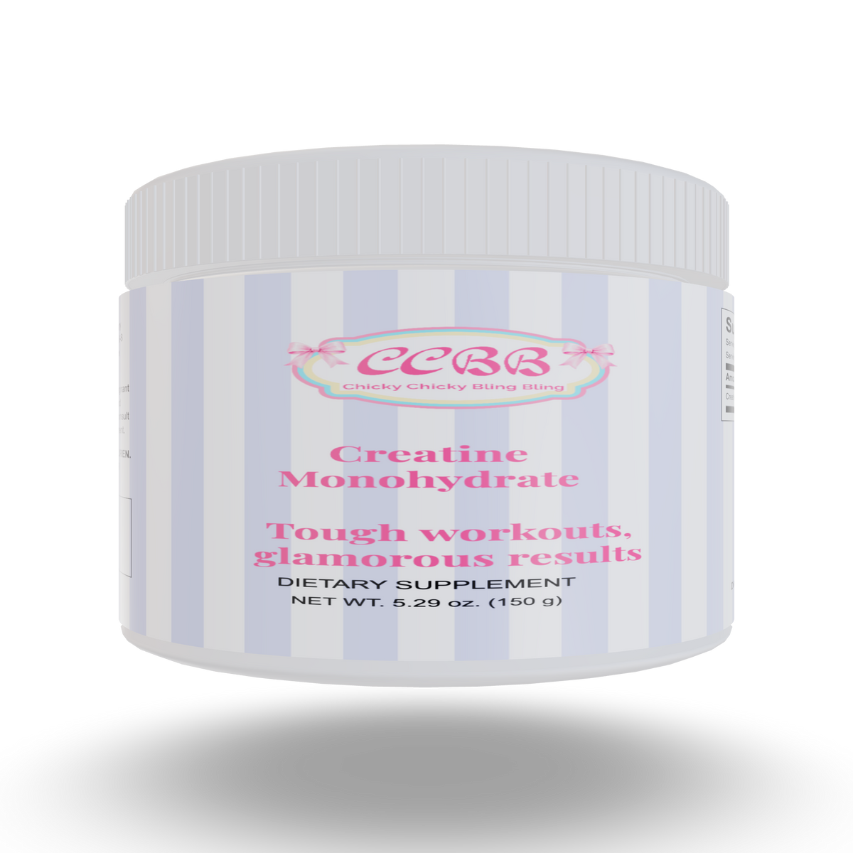 Chicky Chicky Bling Bling Pure Micronized Creatine Monohydrate Powder bottle for women's fitness and muscle tone