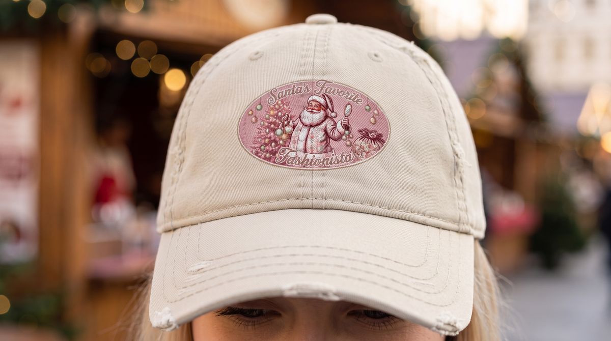 Santa's Favorite Fashionista Distressed Hat