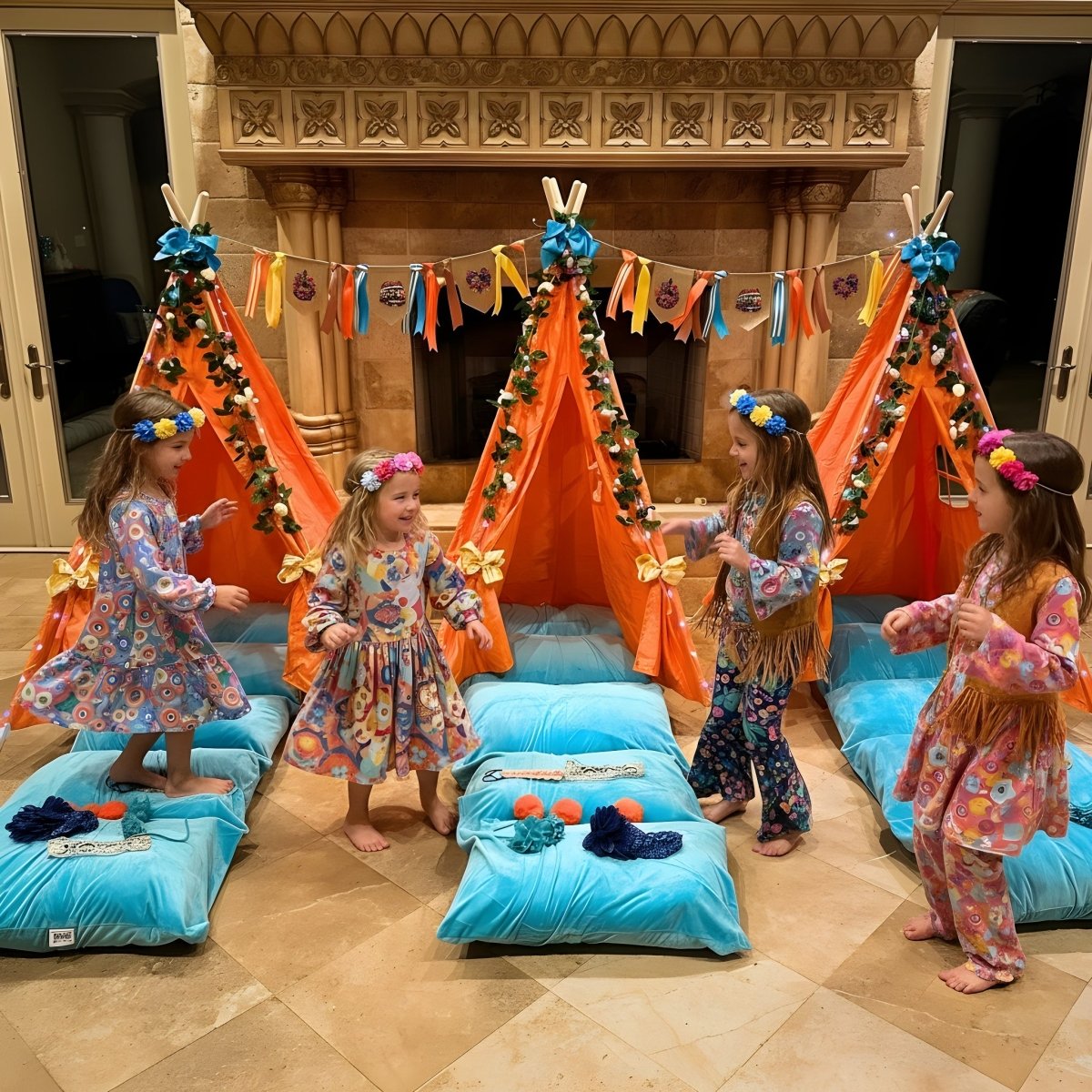 Flower Power Boho Theme Hippie Sleepover Party in a Box