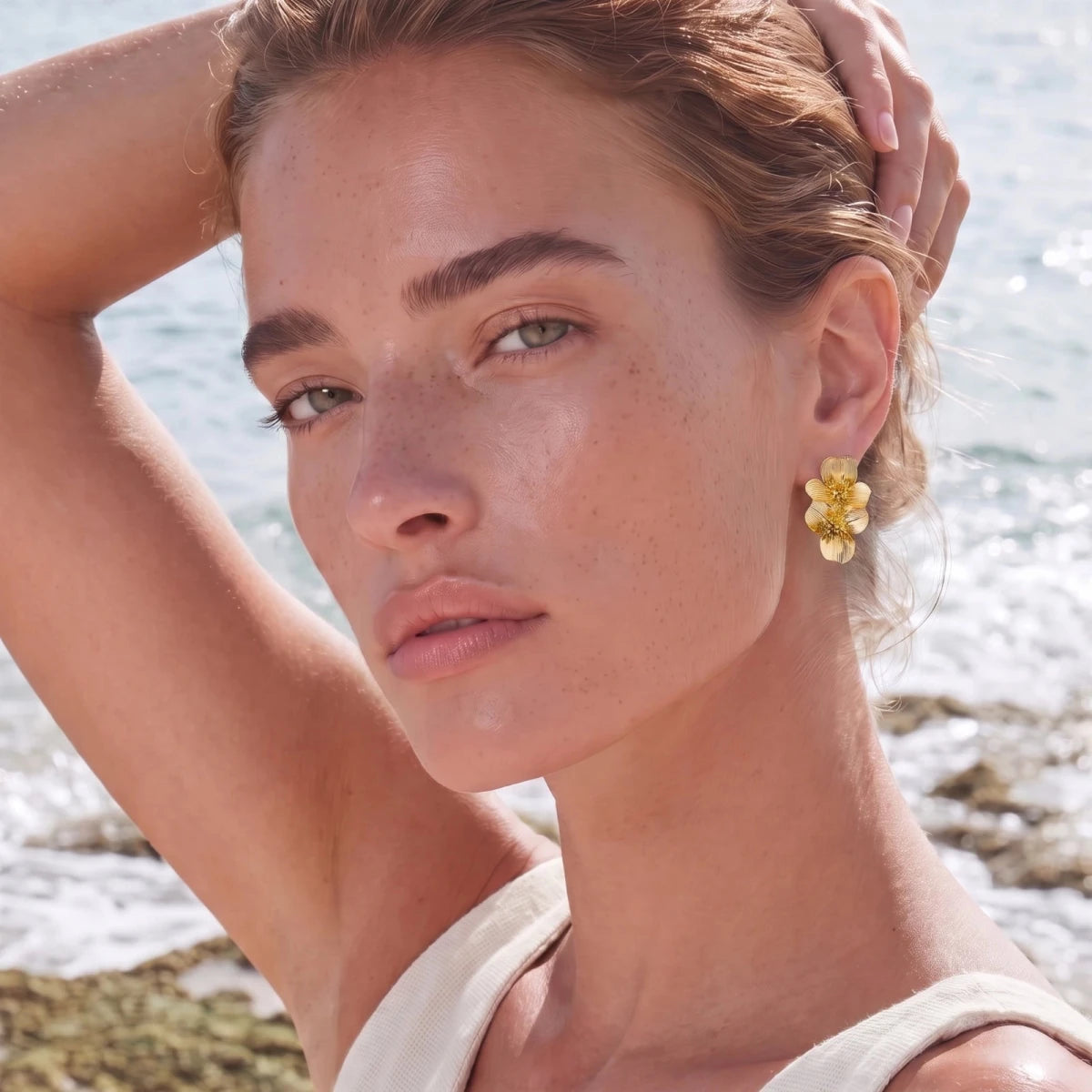 Golden Bloom Double Earrings | Chicky Chicky Bling Bling
