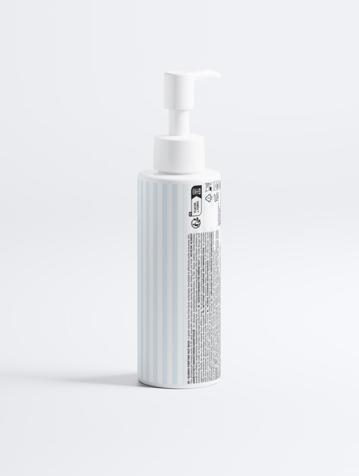 Side angle view of the Blemish Purifying Face Wash pump bottle packaging