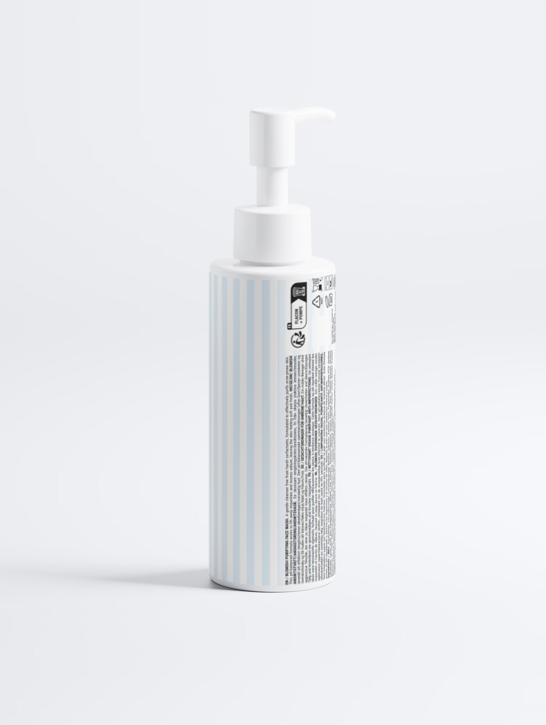 Side angle view of the Blemish Purifying Face Wash pump bottle packaging