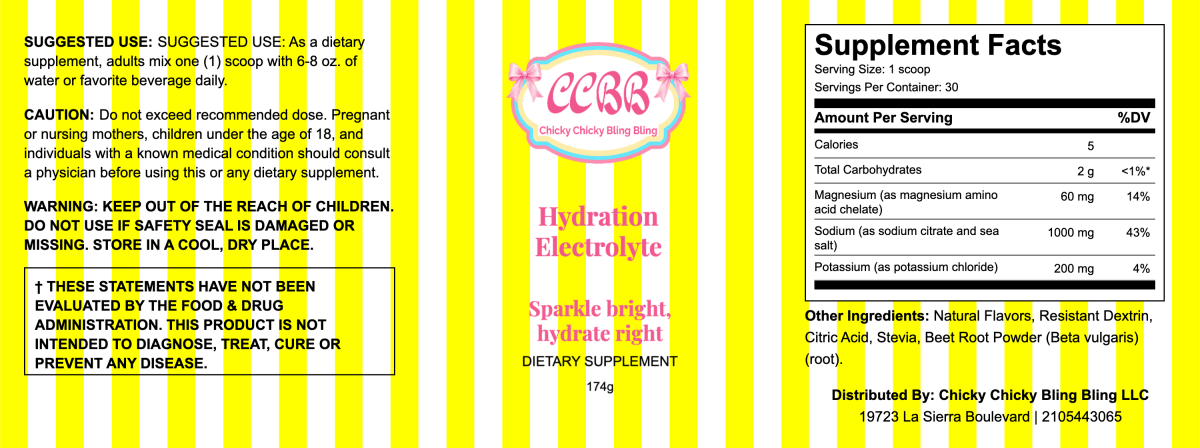 Rapid Hydration Electrolyte Powder label