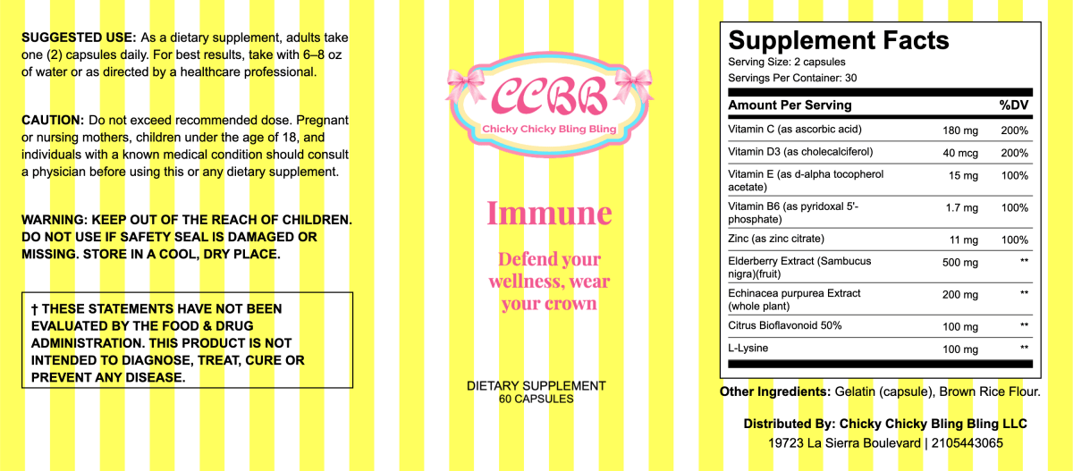 Immune Support Vitamin Supplement label by Chicky Chicky Bling Bling