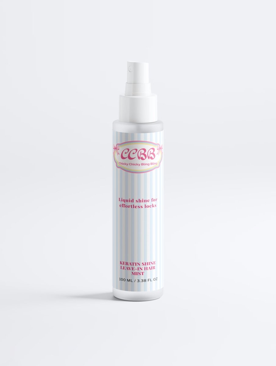 Chicky Chicky Bling Bling Keratin Shine Leave-In Hair Mist bottle standing upright against a clean background