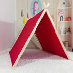 Play Tents & Tunnels - Kids Red A-Frame Sleepover Tents With Lights