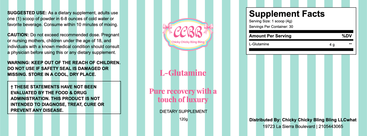 Pure L-Glutamine Powder Supplement label