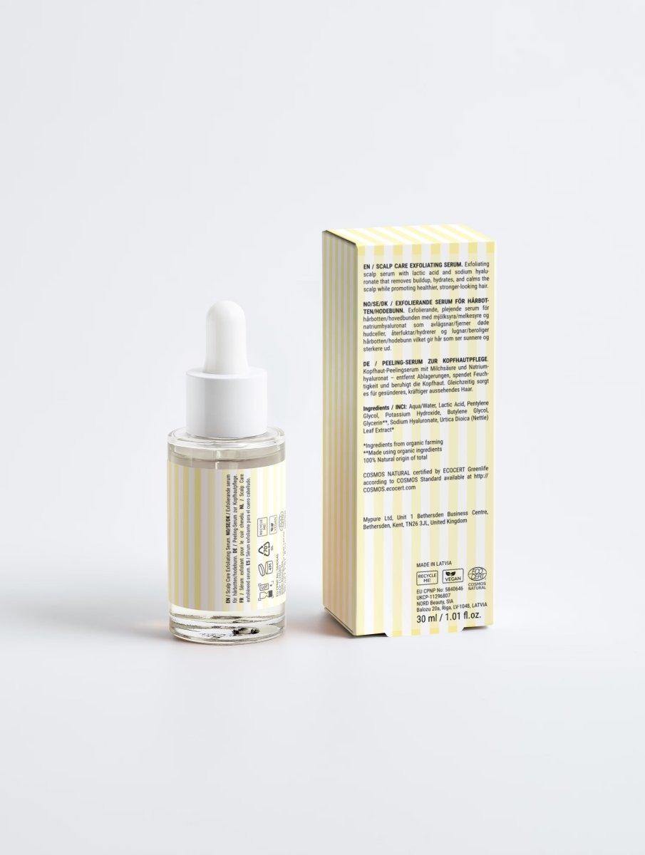 Clarifying and refreshing scalp serum dropper bottle packaging