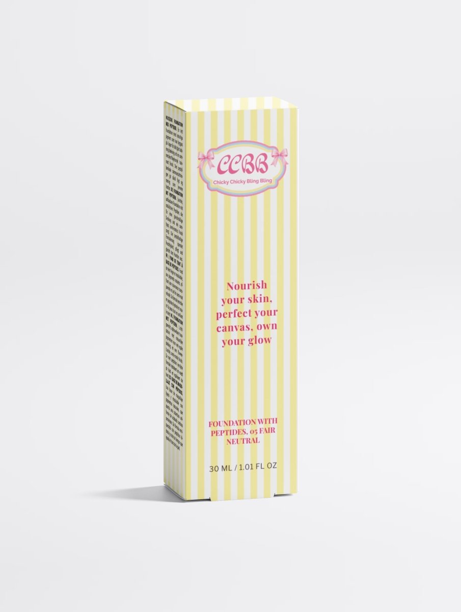 Buildable coverage peptide liquid foundation bottle side view
