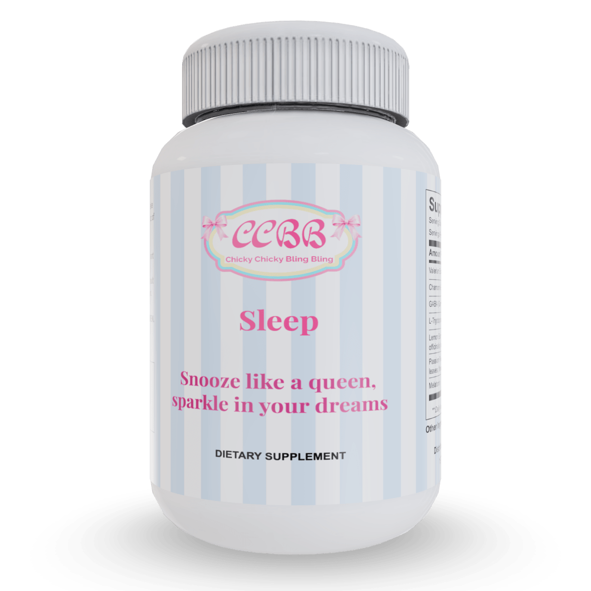 Natural Sleep Support & Relaxation Supplement Bottle by Chicky Chicky Bling Bling