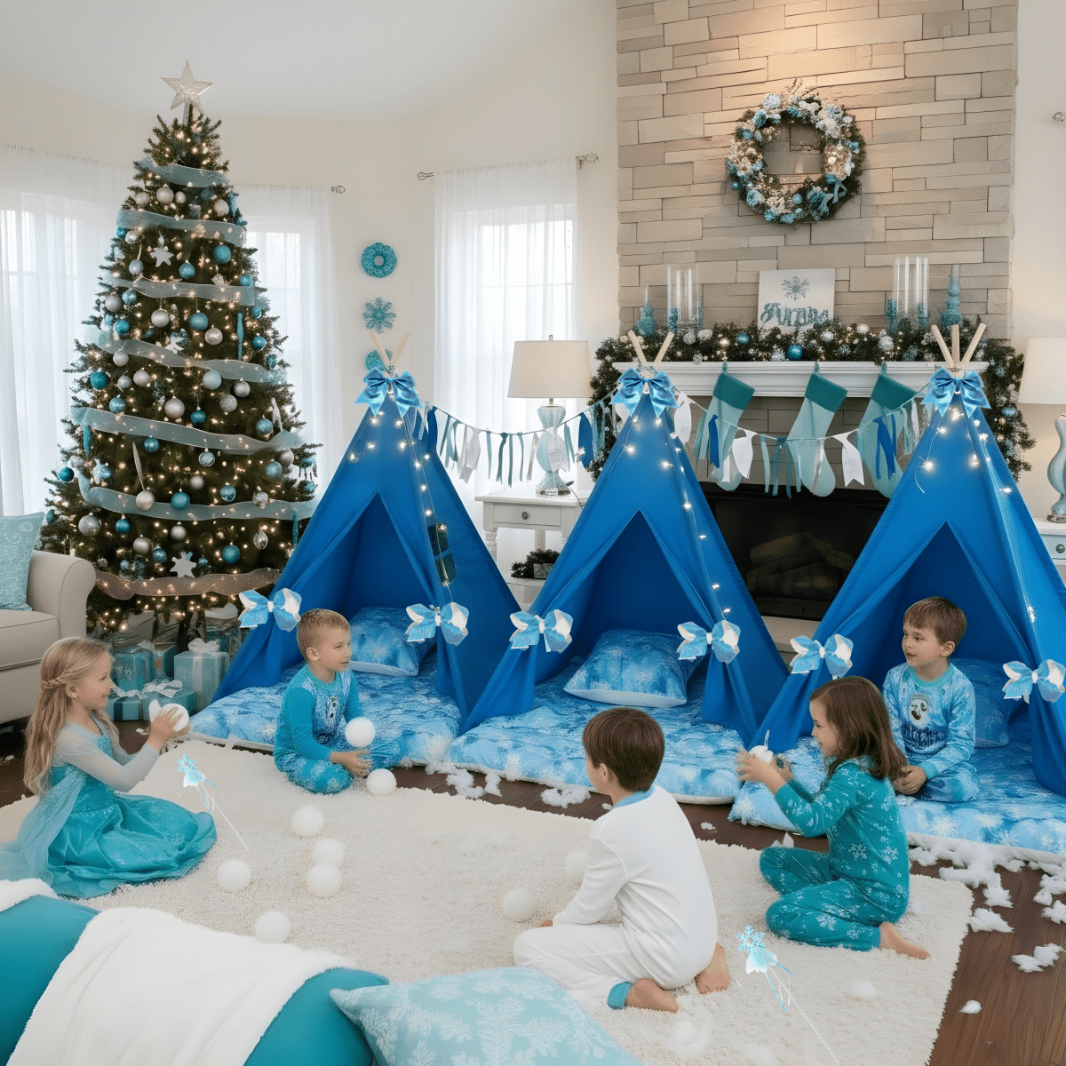 Snowflake Princess Teepee Tent Party Supplies Kit