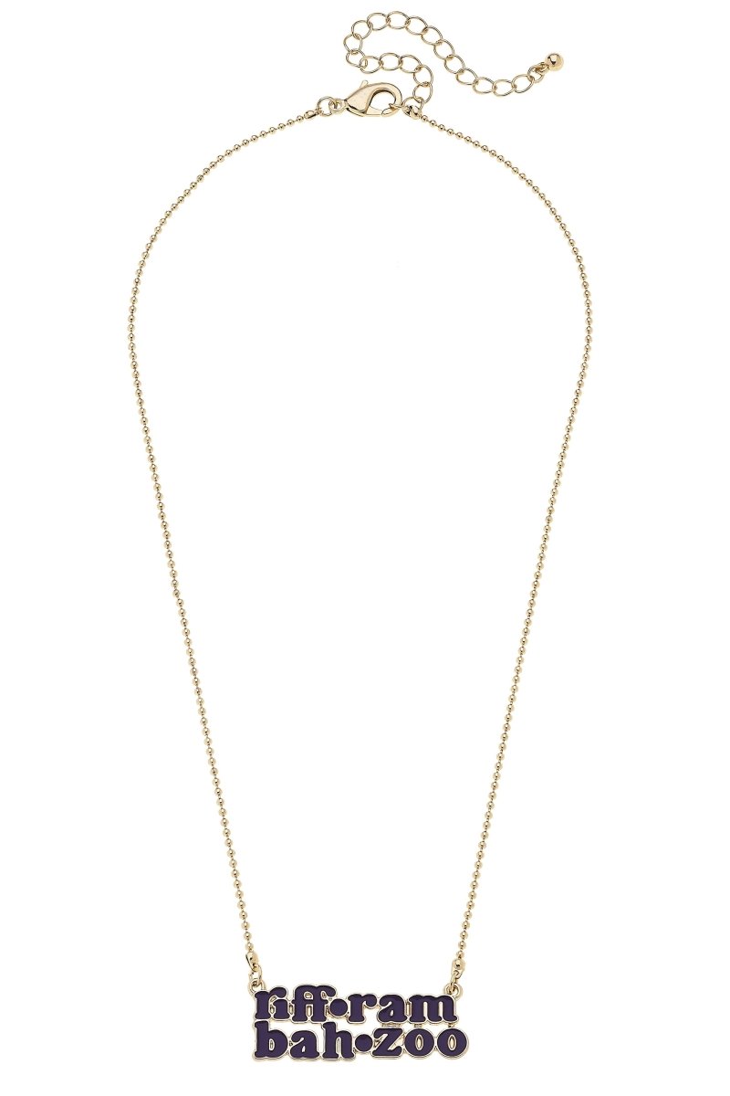 TCU Horned Frogs Slogan Necklace in Purple/Shiny Gold