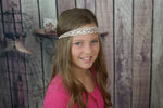 Vintage Wedding Headband, Champagne Rhinestones and Pearls Bridal Headband