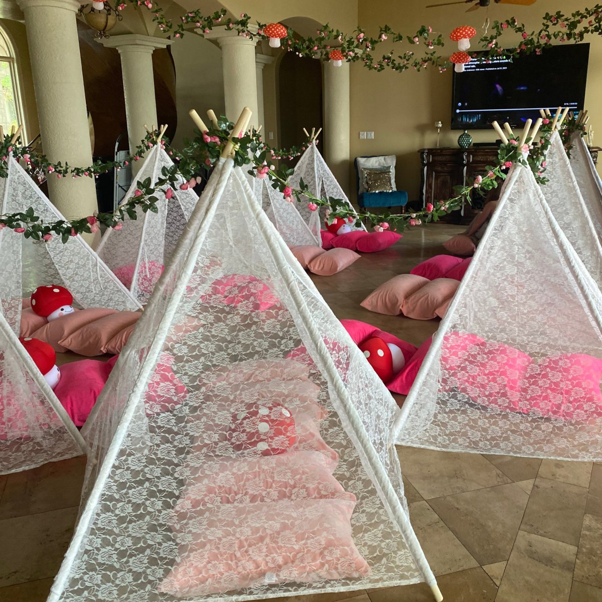 lace tent Dainty White Lace Kids Tee Pee, Children's White Lace Tent – Chicky Chicky Bling Bling