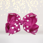 Girls azalea purple pink Polka Dot Hair Bow, 5 inch girls bows for hair, polka dot accessories for hair, hair bow