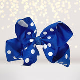 Girls royal blue Polka Dot Hair Bow,5 inch girls bows for hair, polka dot accessories for hair, hair bow