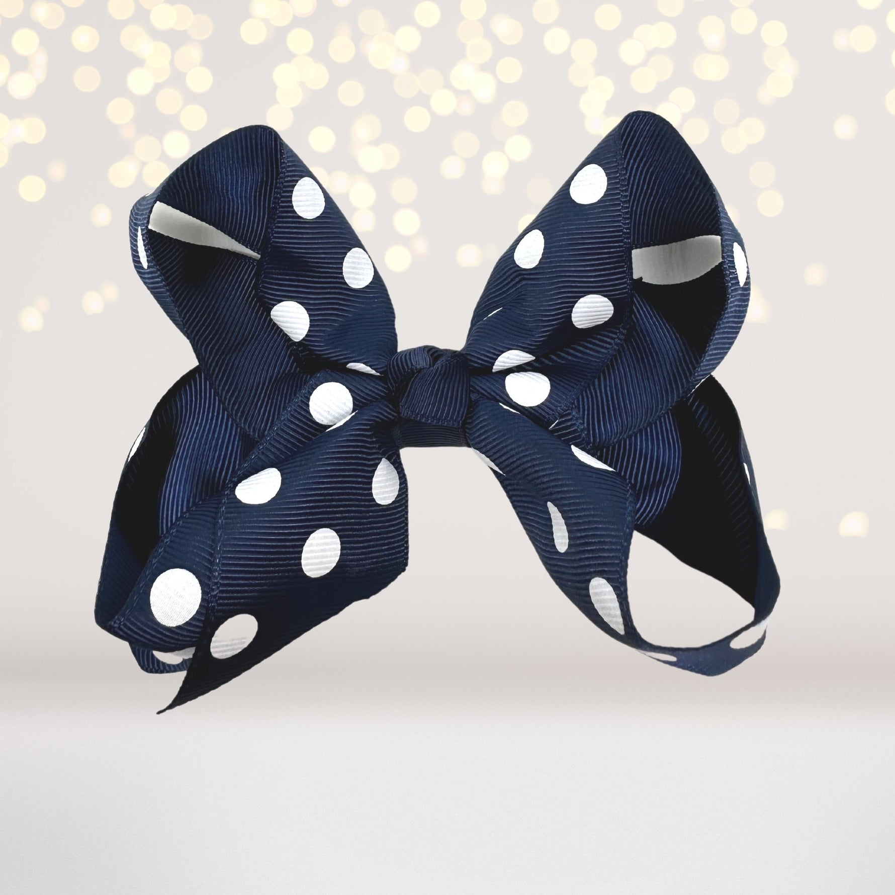 Girls navy blue Polka Dot Hair Bow, 5 inch girls bows for hair, polka dot accessories for hair, hair bow