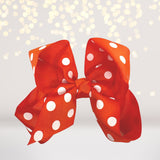 Girls orange Polka Dot Hair Bow, 5 inch girls bows for hair, polka dot accessories for hair, hair bow