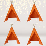 4 pack Kids Sleepover Tents-LUXE Kids Teepee Tent with Lights-Party Pack Orange