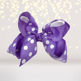 Girls lavender purple Polka Dot Hair Bow, 5 inch girls bows for hair, polka dot accessories for hair, hair bow