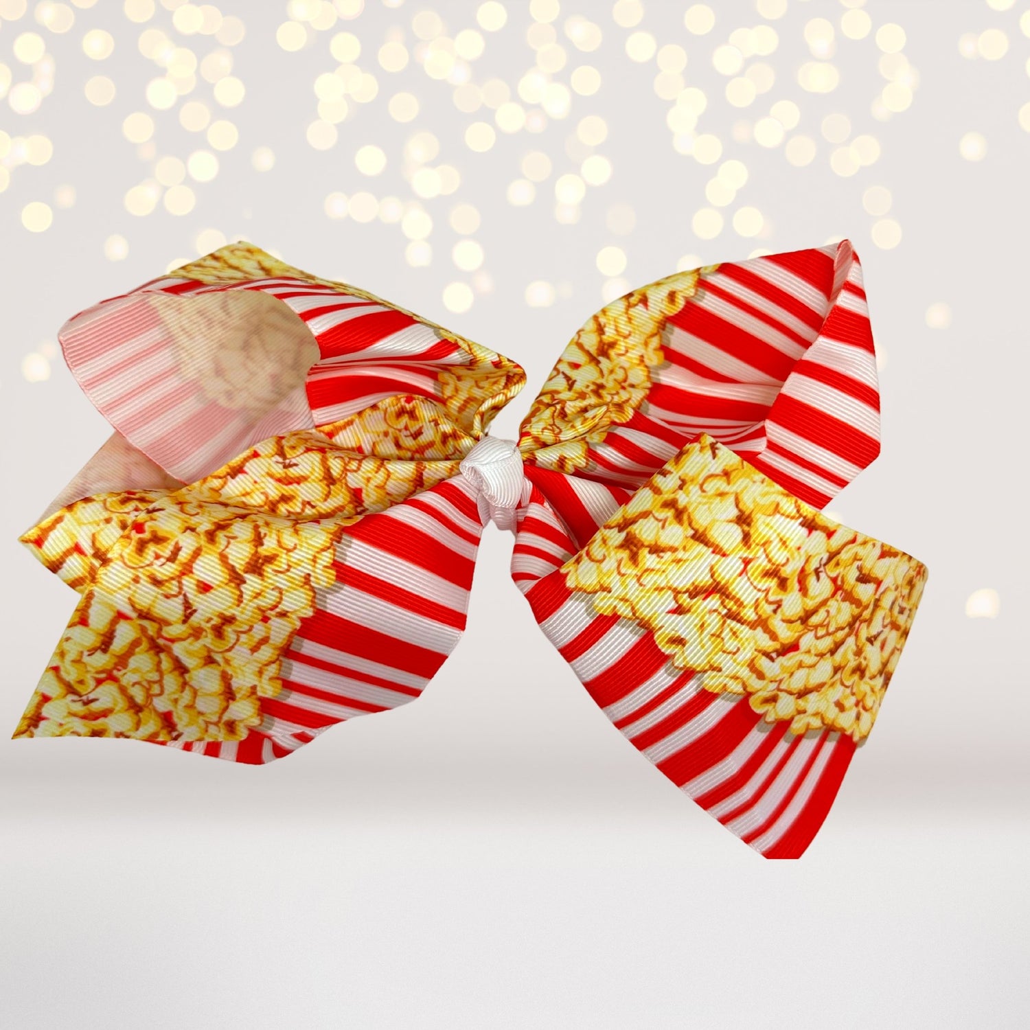 Popcorn hair Barrette- Popcorn print bows for hair- popcorn print hair bow- Popcorn hair barrettes