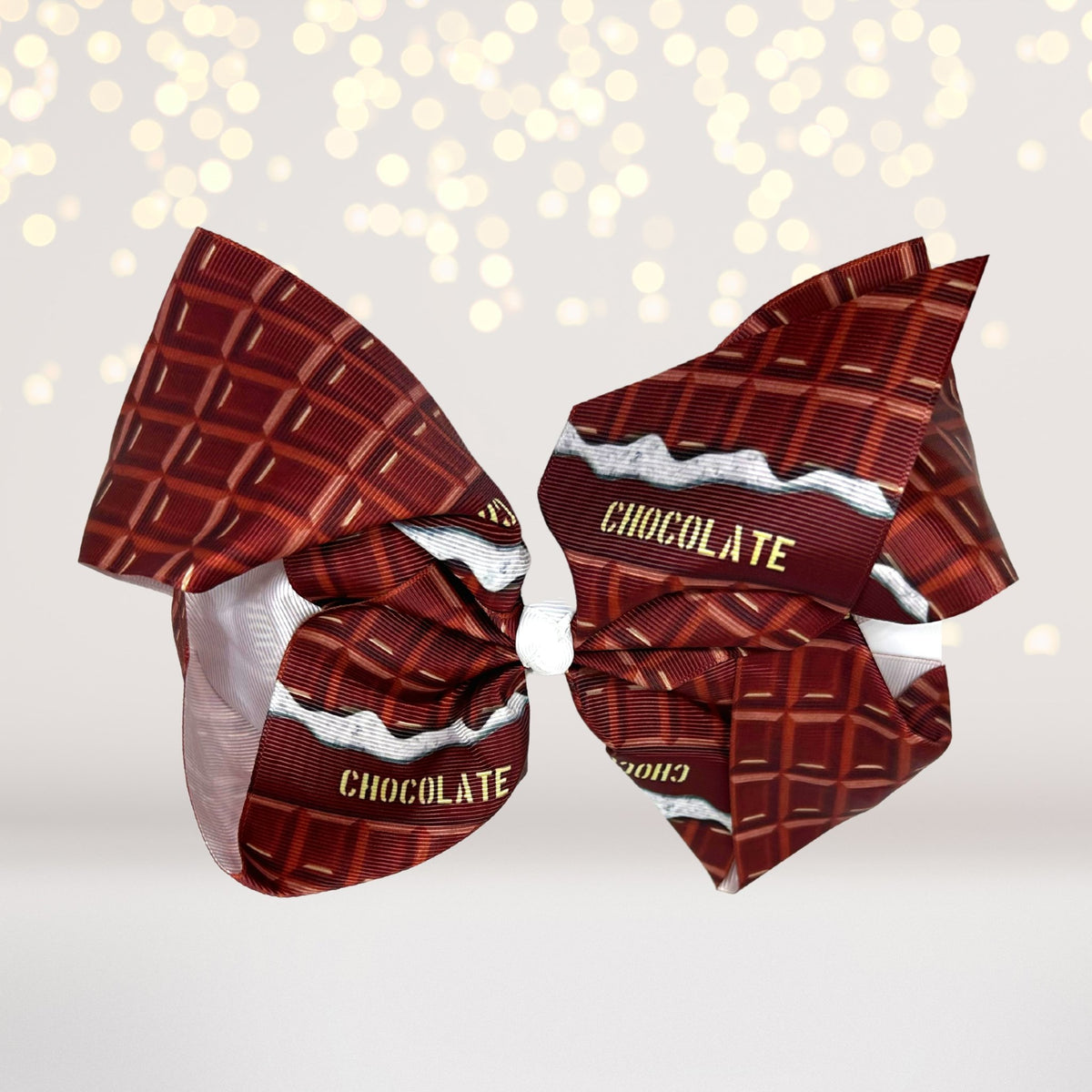 Chocolate hair bow- chocolate icing bows- chocolate bar bow for hair- chocolate bar hair barrette